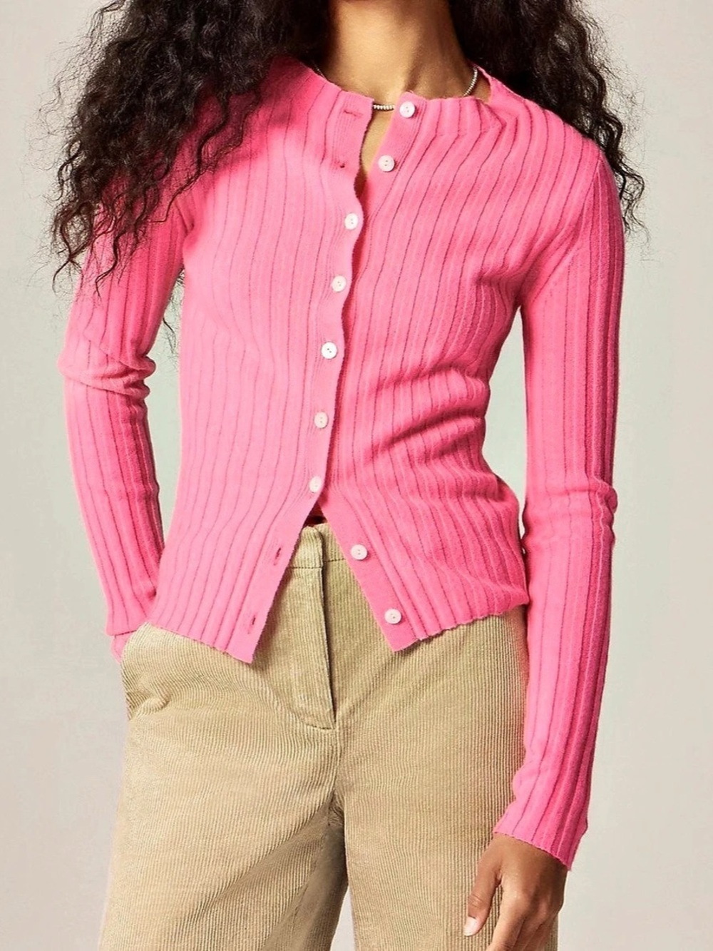 J.Crew Wide-rib 100% cashmere cardigan in neon Capri